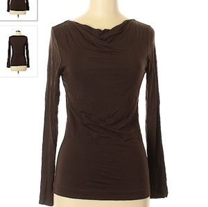 Banana Republic Brown Long Sleeve drape neck top M